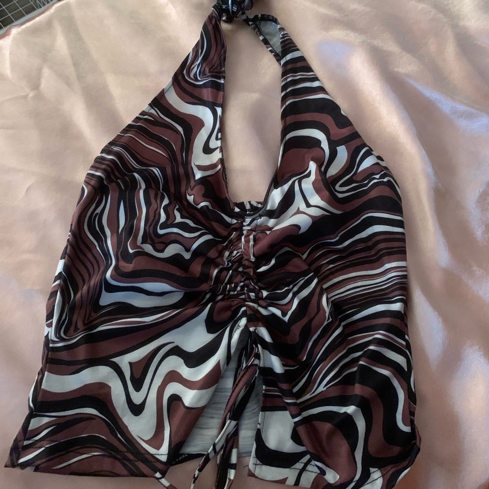 Marble pattern halter top